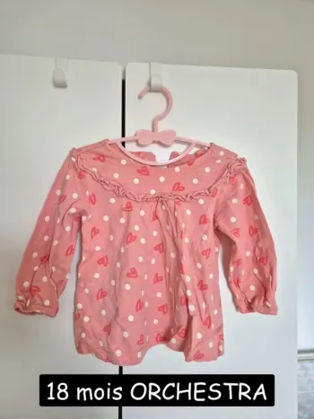 T-shirt blouse Orchestra 18 mois 81 cm rose manches longues