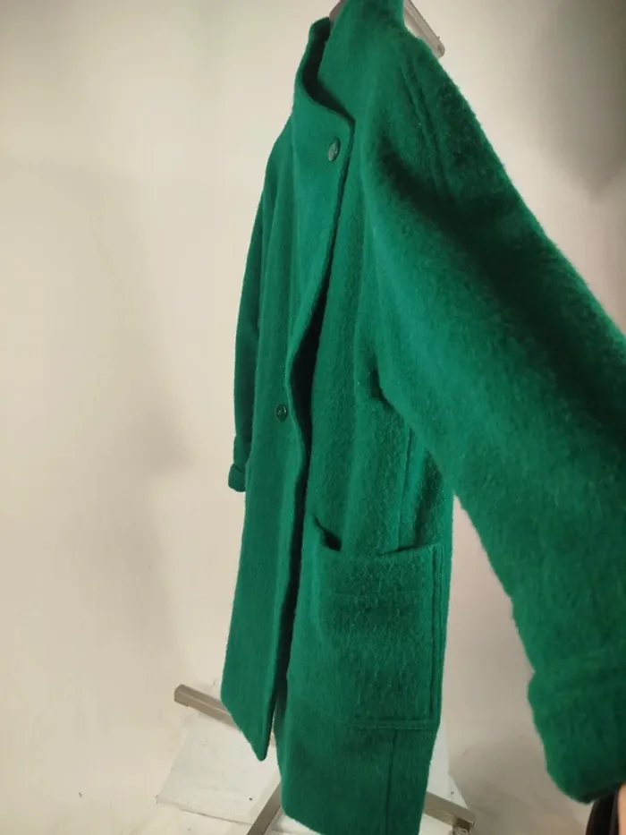 Manteau vert en laine - T42 estimée - Pièce rare sur mesure A836 - photo numéro 4