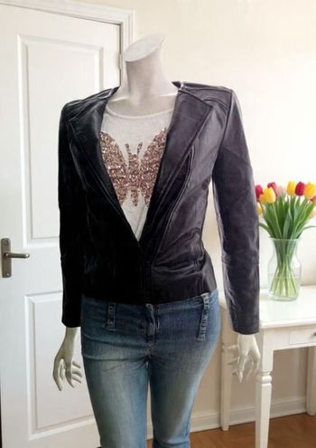 veste noire blouson perfecto en cuir neuf taille 36 marque Amor Kvarden