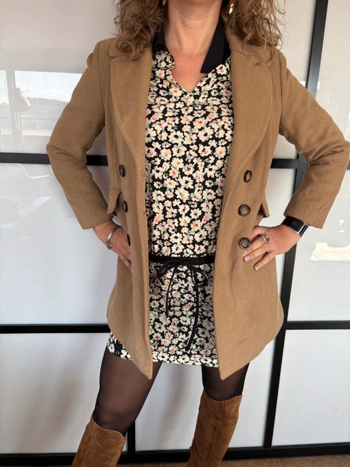 Manteau beige Sandro 38 avec cachemire - photo numéro 5
