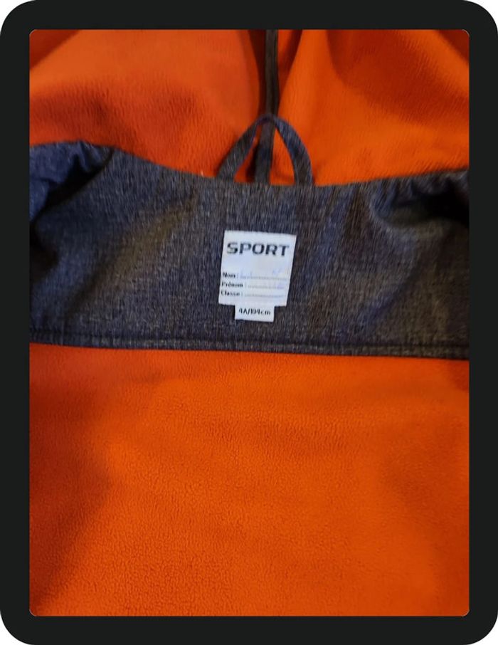Veste capuche gris noir orange La Halle sport Taille 4 ans - photo numéro 4