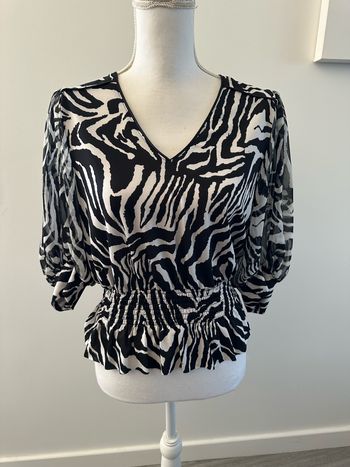 Top péplum noir et blanc zébré Morgan T38 M