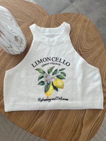 Top court en maille limoncello