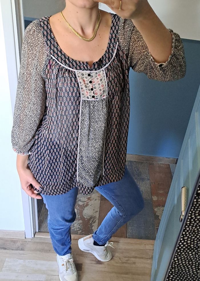 Blouse femmes marron imprimée taille S Promod - photo numéro 2