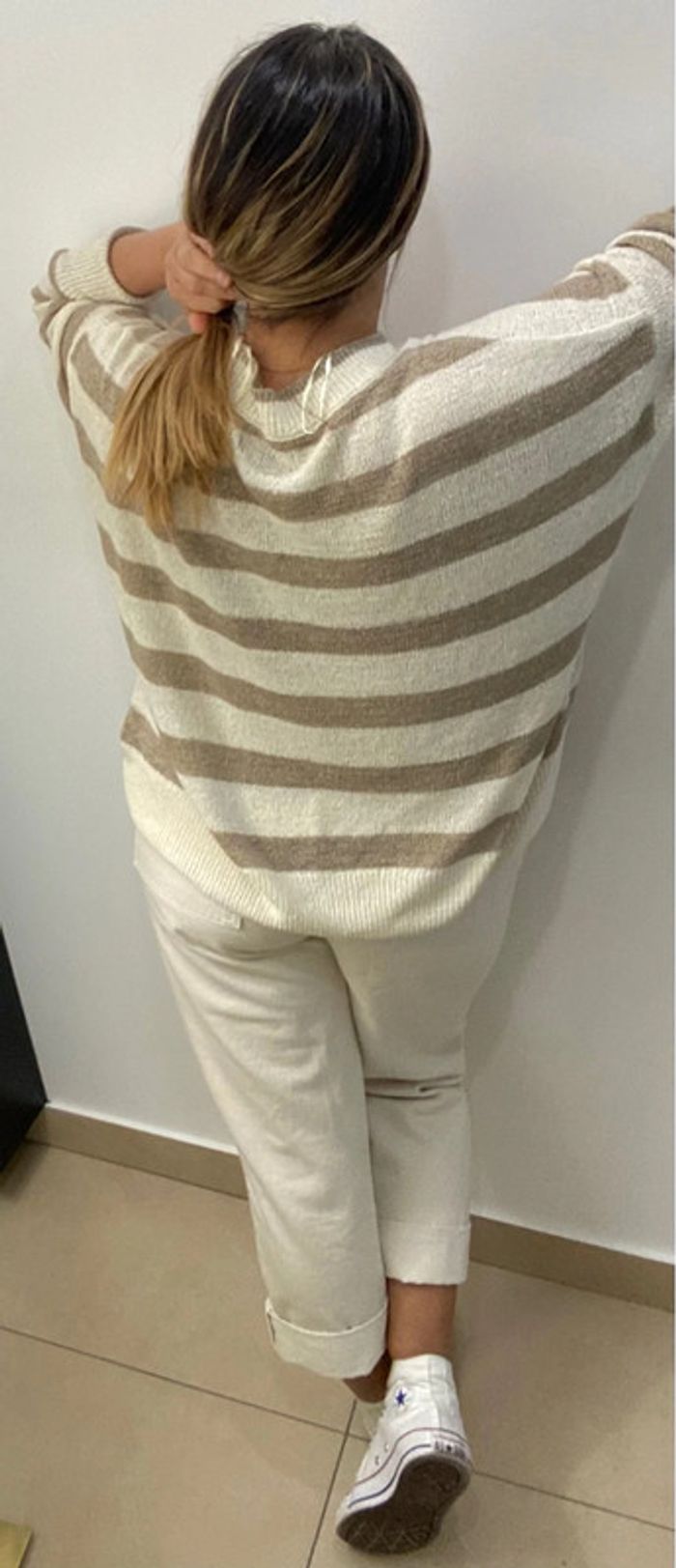 Superbe Pull Ample Fin Bicolore Col V Taille M Et Plus - photo numéro 8