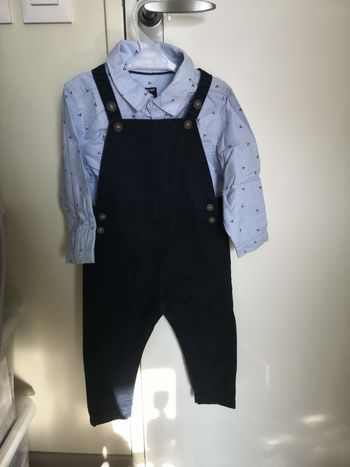 Ensemble 2 pièces (chemise + salopette, Bleu) 18 mois (86 cm) Kiabi