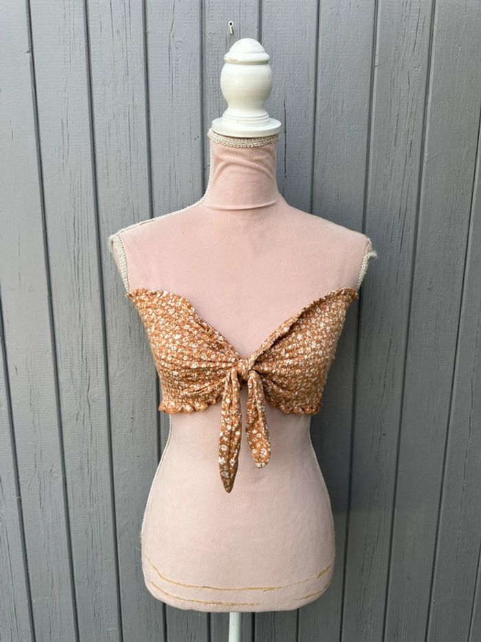 Bandeau court décolleté fleuri été
