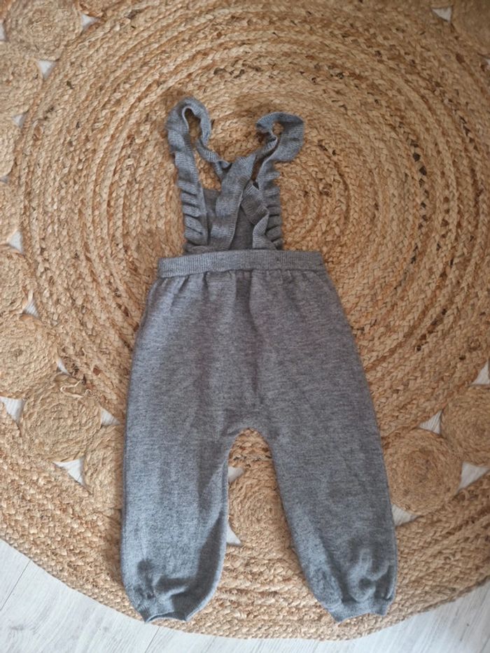 Salopette en lainage extensible bretelles fantaisie grise 🍓24 mois🍓 - photo numéro 5