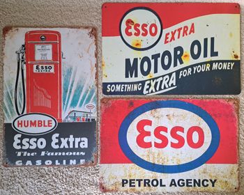 Lot de 3 plaques métalliques déco Esso