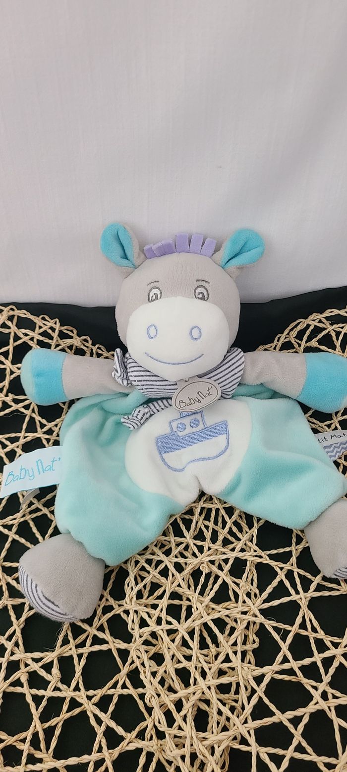 Picotin l'âne Doudou plat âne bleu bateau baby nat - photo numéro 2