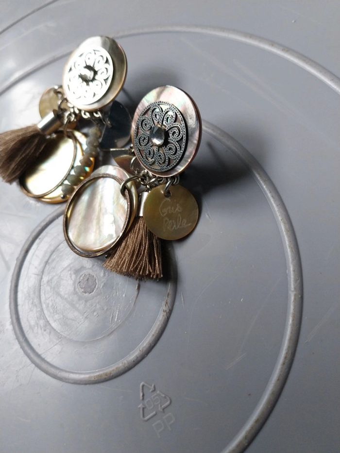 Boucles d'oreilles Gris Perle - photo numéro 2
