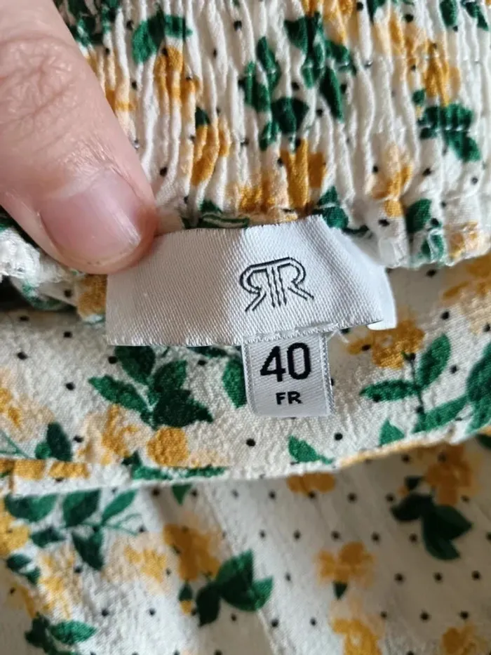 Jupe mi-longue crème jaune fleurie La Redoute - photo numéro 8
