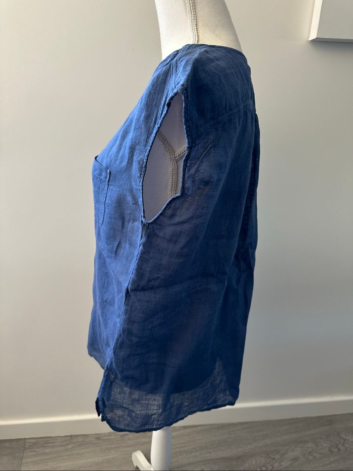 Blouse bleue en lin 123 T38 M - photo numéro 4