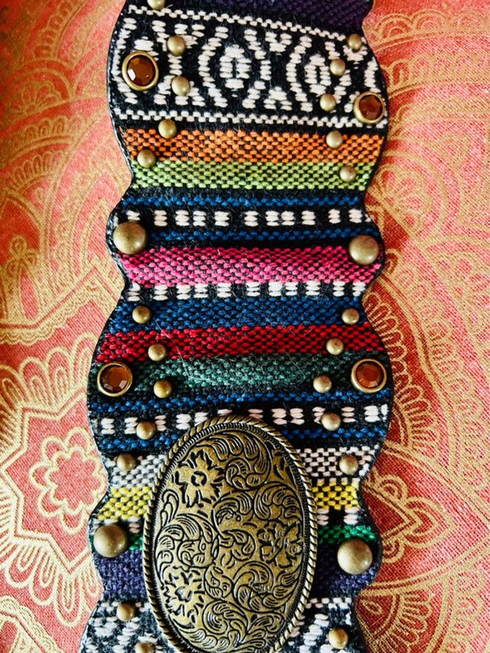 🌺🌿Ceinture ethnique folk hippie boho multicolore colorful woven belt Andean style🌿🌺 - photo numéro 8