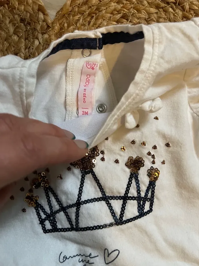 Tee shirt manches longues fille 3 m’ois Gemo - photo numéro 2