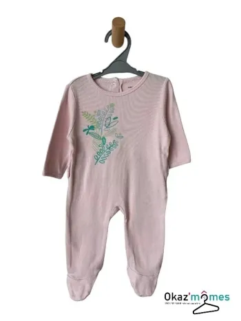 Pyjama coton rose pâle (feuilles) - Vertbaudet 6 mois (67cm)