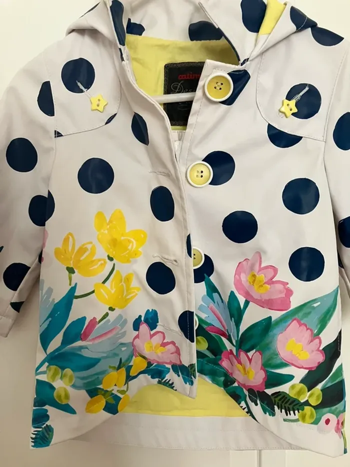 Joli ciré blanc et jaune à fleurs 12 mois fille Catimini - photo numéro 2