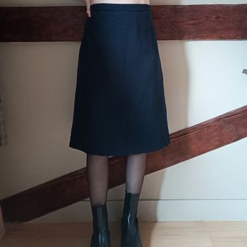 Jupe maille bleu marine laine Phildar