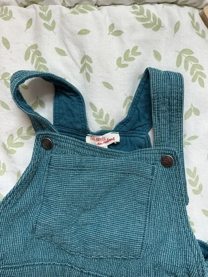 salopette doublée bleu vert pressions entre les jambes du pareil au même 9 mois - photo numéro 4