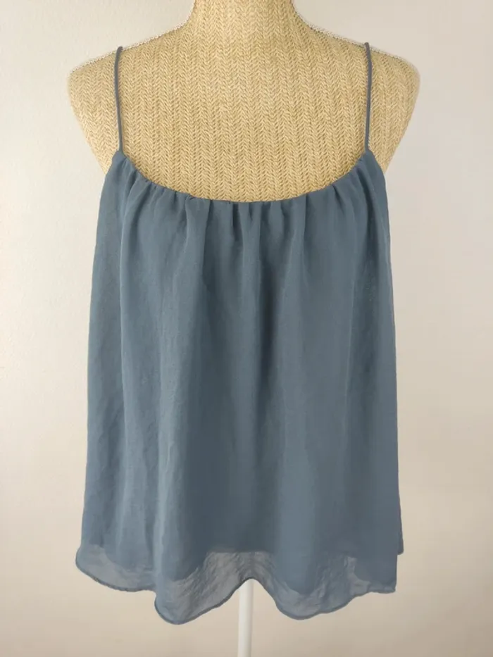 Débardeur à bretelles ample et fluide gris bleu taille L Just Female