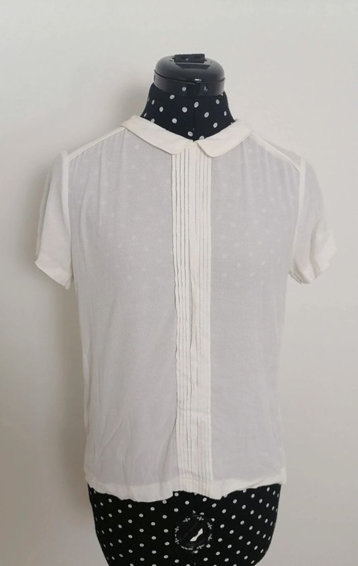 Top / haut blanc col claudine Taille XS Comptoir des cotonniers - photo numéro 2