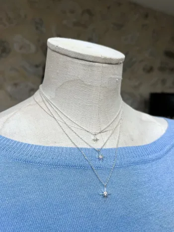 Collier plaqué argent multi rangs etoile star astre raffiné