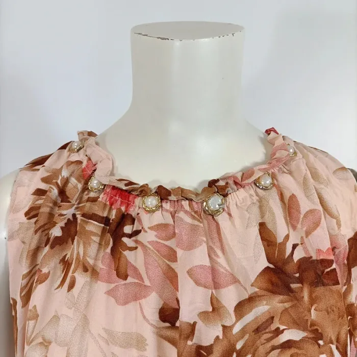 Robe Longue - Sen YA - taille L - Rose pastel - Col rond Perles, sans manche - A206 - photo numéro 6