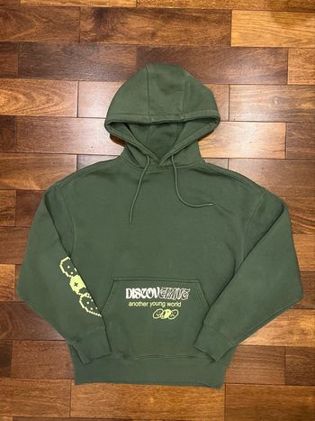 sweat à capuche oversize vert foncé à motif y2k vintage pull and bear taille XS