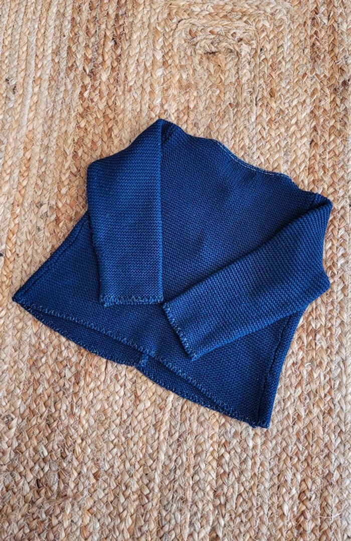 Joli Gilet en laine Cardigan bleu marine et artengé maille serrée Du Pareil au Même 6mois comme neuf - photo numéro 4