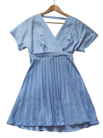 Robe courte plissé bleu | TU |