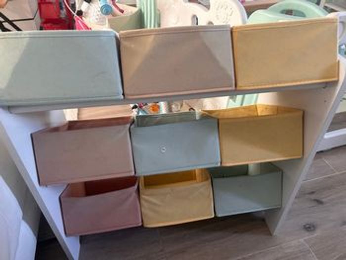 Rangements enfants 9 boites amovibles tissus pour jouets et livres - photo numéro 2