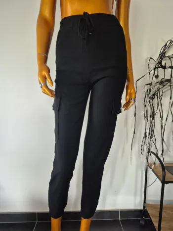 Pantalon Noir avec Poches Femme Taille S/M