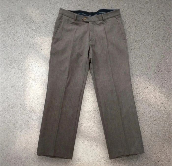 Pantalon de tailleur confortable taille élastique marron beige taille 42 - photo numéro 2