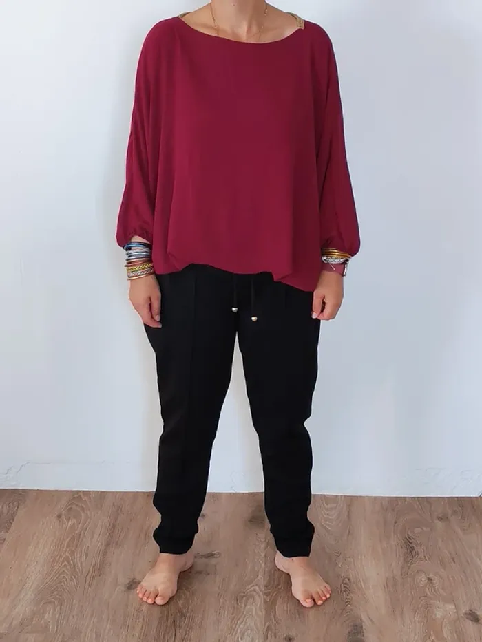 Blouse fluide bordeaux – Taille L – Style chic décontracté