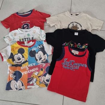 Lot vêtements garçon 2 ans (t-shirts, débardeurs, Mickey, Lee Cooper)
