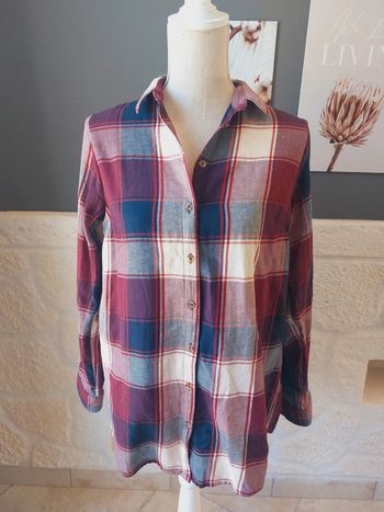 Chemise bleu bordeaux crème