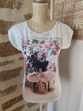 Tee shirt grain de malice blanc et rose XS