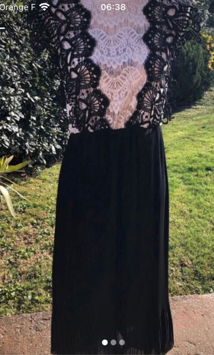 Robe longue noire écrue