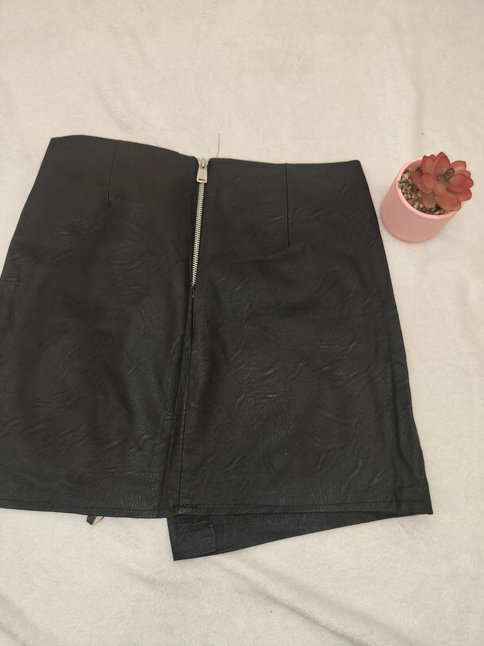 Jupe en cuir femme ceinture léopard - photo numéro 4