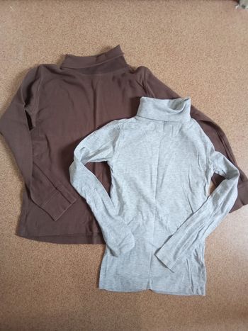 Lot de 2 pulls col roulés garçon 6-8 ans gris, marron