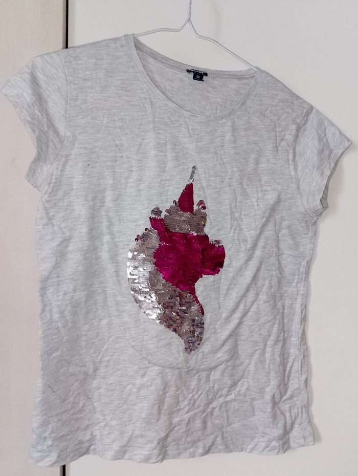 T shirt Kiabi 12 ans tête de licorne - photo numéro 2