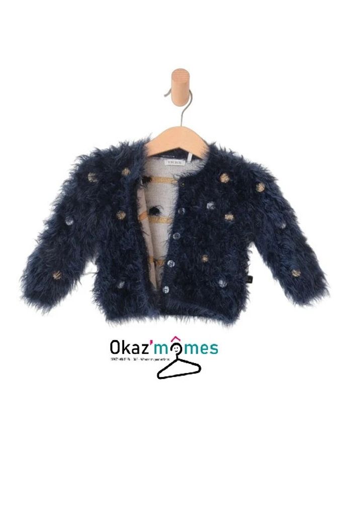 Gilet chaud bleu marine à pois dorés et blancs - IKKS 12 mois (74cm) - photo numéro 2