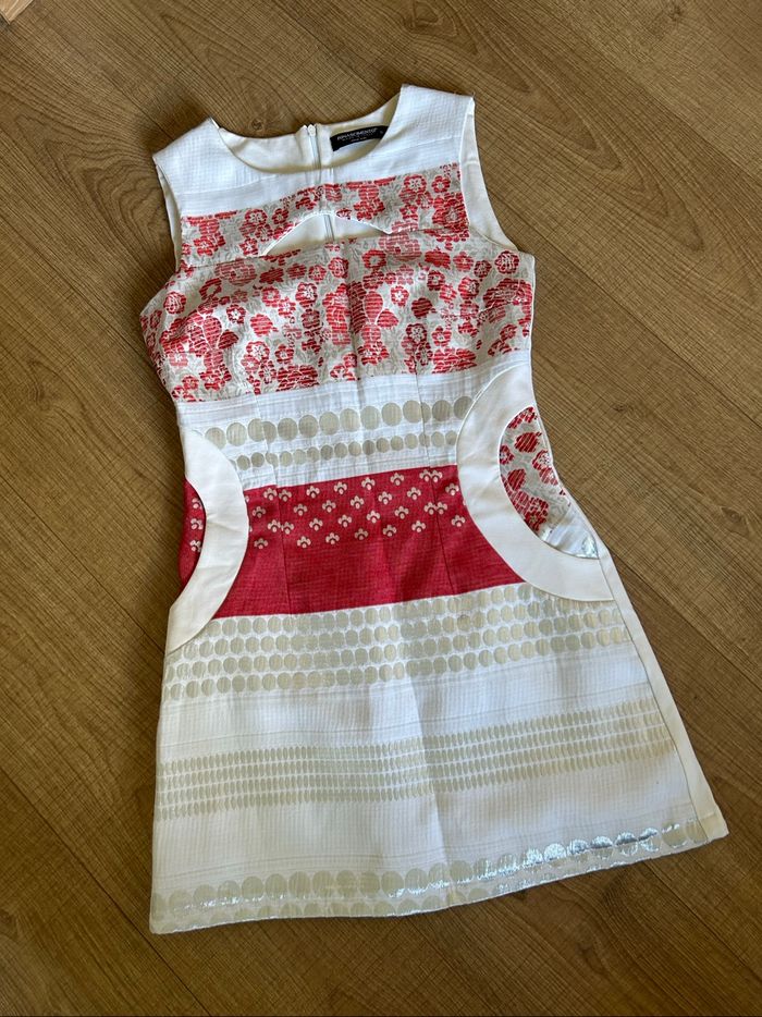 Robe blanche rouge et argentée sans manches Rinascimento taille S TBE - photo numéro 7