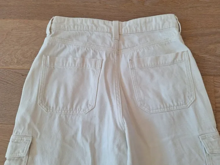 Pantalon cargo écru taille haute taille S 36 – coupe droite - photo numéro 6