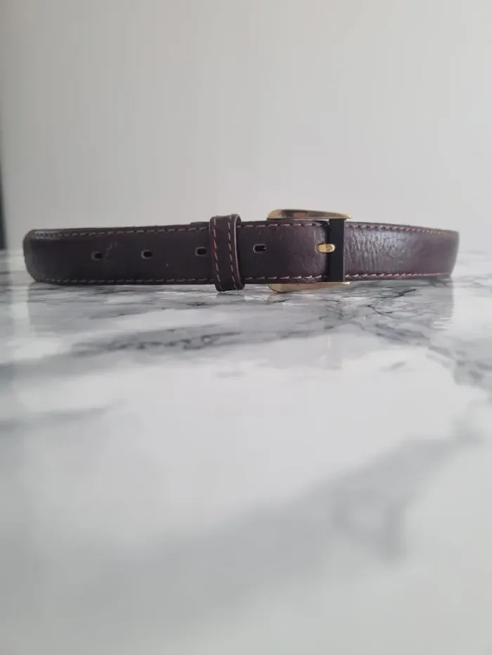 Ceinture en cuir marron et dore vintage