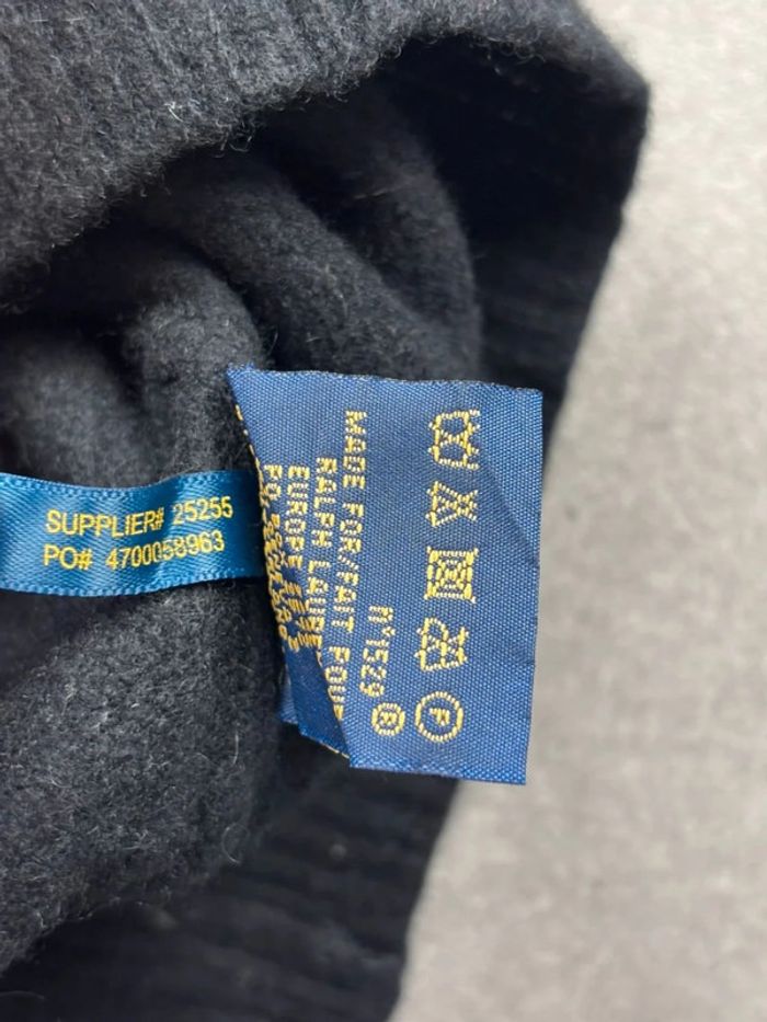 Pull d’hiver torsadé en maille Ralph Lauren en laine et cachemire noir col V taille XS - photo numéro 9