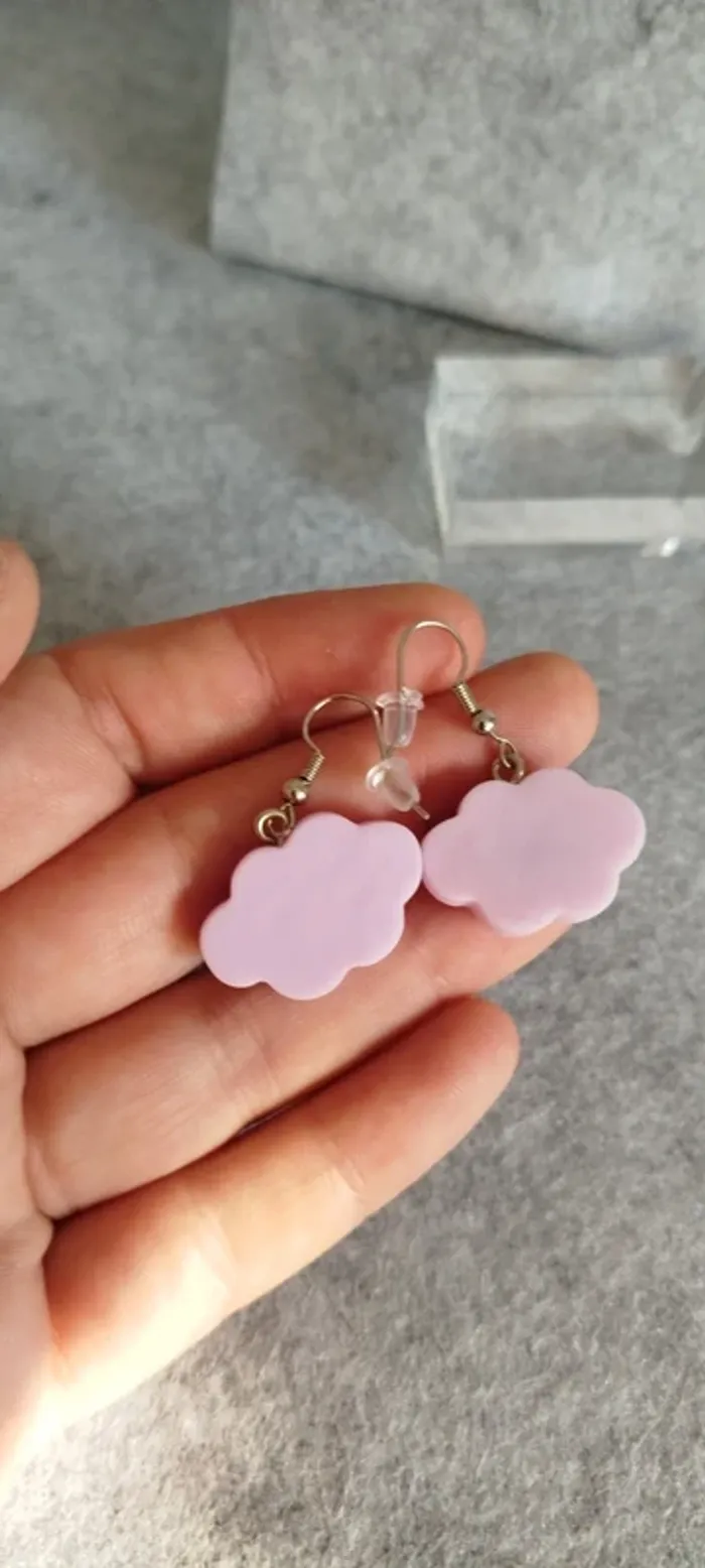 🍄 Boucles d’oreilles ▪ nuage lila - photo numéro 3