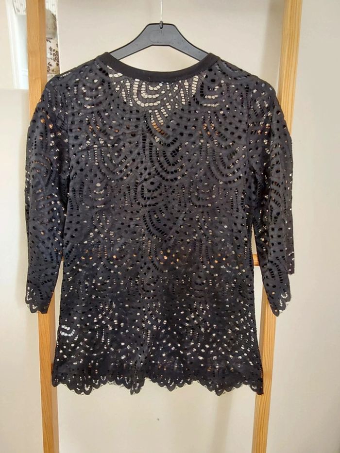 Superbe blouse noire ajourée Moody 's T 38 - photo numéro 6