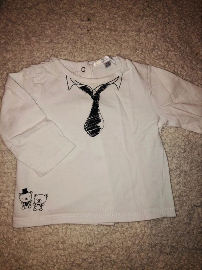 Teeshirt blanc cravate 6 mois