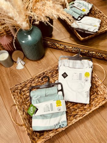 Taille 4-5 ans set de 2 pyjamas 2 pièces coton fin et flanelle garçon Tex vert blanc gris Neufs 💙
